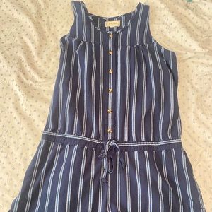 blue stripped romper. x small